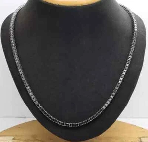 20Ct Lab-Created 3MM Black Diamond Tennis Necklace 14K White Gold Plated 18" - Picture 1 of 5