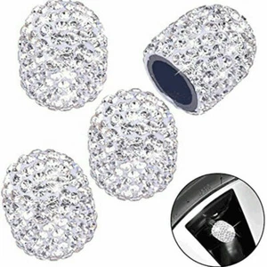 White Diamond Bling Car Wheel Tire Valve Stem Cap Cover Decorative Accessories - Picture 1 of 9