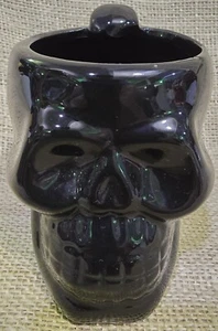 Black Skull Shaped Novelty Coffee Tea Mug by Ten Acre Gifts Ceramic VINTAGE - Picture 1 of 6