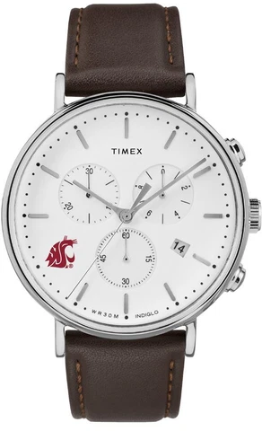 Mens Washington State University Watch Chronograph Leather Band Watch Cover