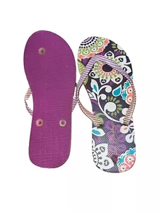Vera Bradley Womens Size 9-10 Purple Paisley Floral Slippers Sandals Flip flops - Picture 1 of 2
