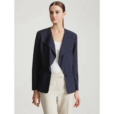 Chaqueta Blazer 3.1 PHILLIP LIM $675 Solapa Drapeada Forro de Seda Texturizada ~ Talla 6 Foto 1 de 4