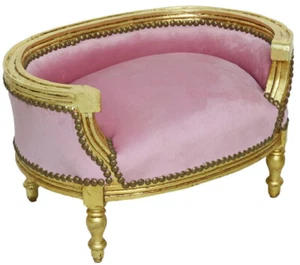 Casa Padrino Barock Hundebett & Katzenbett Rosa Antik Gold Hund Katze Bett Sofa - Bild 1 von 2