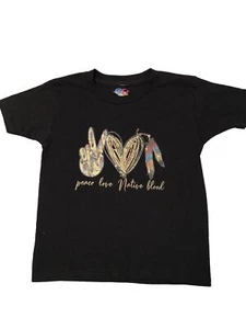 PEACE LOVE NATIVE BLOOD KIDS T SHIRT SZ 8 - Picture 1 of 1