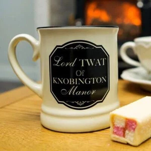 Novedad Taza Regalo Estilo Victoriano Divertido Humor Lord Twat Of Knobington Manor - Imagen 1 de 1
