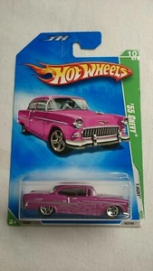 Chevy Hot Wheels '55 2009 Treasure Hunt #10/12 rosa con llamas fundido a presión 1:64  - Imagen 1 de 4