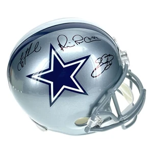 Dallas Cowboys Triplets Emmitt Aikman Irvin Signed Cowboys Helmet BAS Autograph - Picture 1 of 11