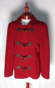 Gap Red Peacoat Womens Small Wool Blend Leather Toggle Lined Coat Jacket Pockets - Picture 1 of 10