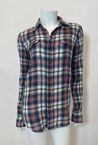 SAINT LAURENT Distressed Karo Druckknopfleiste in Blau/Rot/Grün Größe M - Bild 1 von 12