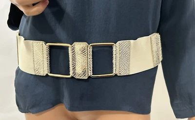 vía cinturón espiga metal dorado/cuero/elástico talla M cierre a presión Foto 1 de 4
