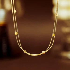 Women Gir Layered Necklace Gold Plated Pendant Dainty Choker Layering Snake Gift - Picture 1 of 15