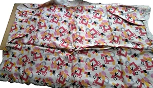 1 yard beige fabric 32" wide vintage geometric knit cotton stretch sheen - Bild 1 von 7