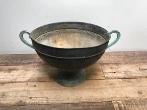 Alte Messing Vase Kantharos Design Patina Grünspan - Bild 1 von 12