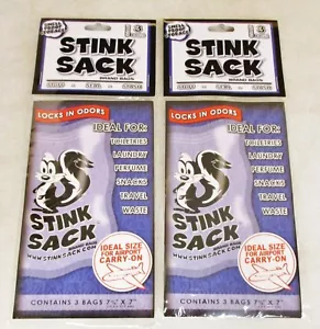 2X 3 Count Clear STINK SACK (Smell Proof Bags) 7 11/16 x 7" REUSABLE Quart Sz - Picture 1 of 1