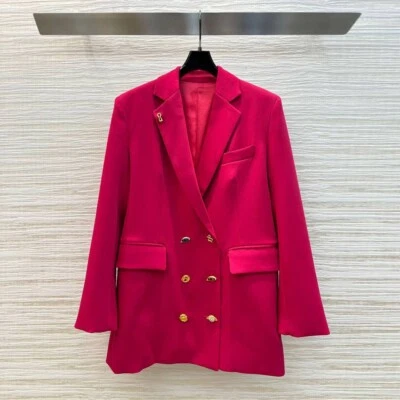 Blazer rojo inspirado en Schiaparelli con botones de firma de doble botonadura talla 8/10   Foto 1 de 4