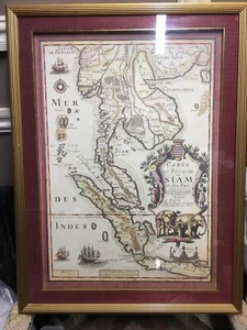 Beautiful Vintage Map Print In Gold Frame - Picture 1 of 2