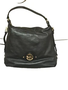 DESIGNER Michael KORS Bag Classic Blk Leather Duffel Bucket Shoulder Bag - Picture 1 of 7