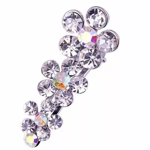 QUALITÄT Haarspange Kralle mit Swarovski Kristall Haarnadel Blume Silber Braut AB - Bild 1 von 6