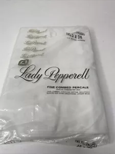 Vintage Lady Lepperell Two Standard Pillowcases New Percale White Made in USA - Picture 1 of 5