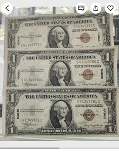 1935 A - $1 Hawaii Emergency Issue Silver Certificate -Sequential Serial Numbers - Picture 1 of 8