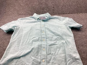 Chaps Shirt Mens Medium Aqua Button Down Coastal Wash Linen - Picture 1 of 13