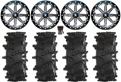 MSA Lok 14" Wheels Gunmetal 30" Outlaw Max Tires Honda Pioneer 1000 / Talon Foto 1 de 4