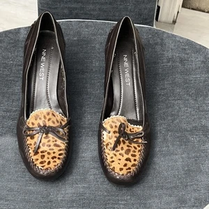 Womens Nine West Animal Print Loafers Leopard  Brown  Size 6 1/2 - Picture 1 of 5