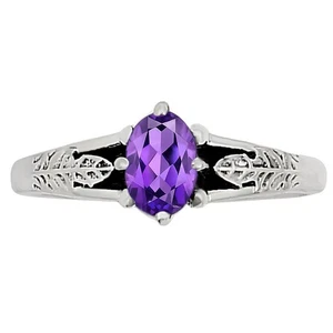 Natürlicher afrikanischer Amethyst 925 Sterling Silber Ring Gr.8 Schmuck R-1172 - Bild 1 von 5