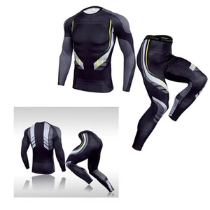 M Hombres Traje de Fitness Apretado Secado Rápido 2 Piezas Traje de Entrenamiento con Almohadilla de Gel para GH - Imagen 1 de 12