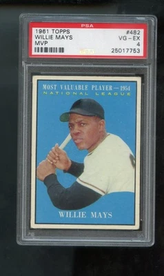 1961 Topps #482 Willie Mays 1954 Jugador Más Valioso PSA 4 Tarjeta Clasificada MLB Foto 1 de 2