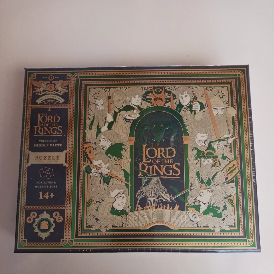 Rompecabezas Señor de los Anillos 1000 Piezas Lámina de Oro 25.6x25.6" Gandalf Frodo Foto 1 de 4