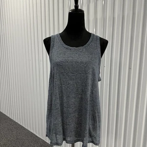 Tahari Women’s Blue Striped Linen Tank Top Size Large - Picture 1 of 6