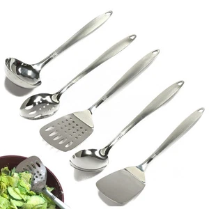 5 Stainless Steel Cooking Utensil Set Serving Tools Server Spatula Spoon Kitchen - Picture 1 of 1