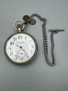 Antique Morris Bros * Kimberley & Johannesburg Jumbo Pocket Watch & Albert Chain - Picture 1 of 5