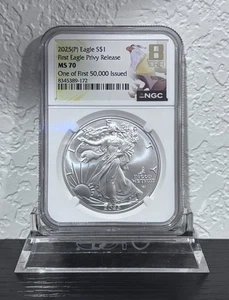 2025-P Silver Eagle 8th Eighth Era Eagle Privy Release  $1 NGC MS70 First 50,000 - Picture 1 of 4