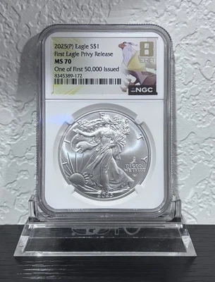 2025-P Silver Eagle 8th Eighth Era Eagle Privy Release  $1 NGC MS70 First 50,000 - Image 1 of 4