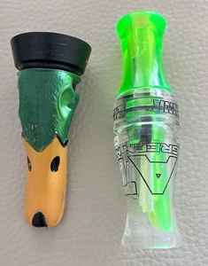 Zink Vintage Duck Call Double Reed Hard Color Translucent Electric Green Lot 2 - Picture 1 of 2