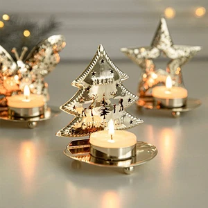 1 pieza Candelabro de Navidad Decoración Estrella Árbol de Navidad Bandeja de Velas Adorno Retro - Imagen 1 de 9