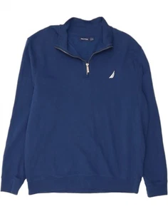 NAUTICA Mens Zip Neck Pullover Tracksuit Top 2XL Navy Blue Cotton CT08 - Picture 1 of 3