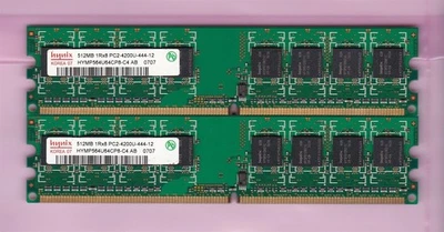 1GB 2x512MB PC2-4200 HYNIX DDR2-533 HYMP564U64CP8-C4 AB DESKTOP RAM MEMORY KIT - Image 1 of 2