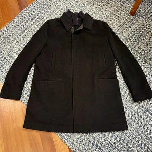 Sanyo Wool Peacoat Removable Knit Collar Partial Liner Men’s XXL Black - Picture 1 of 14