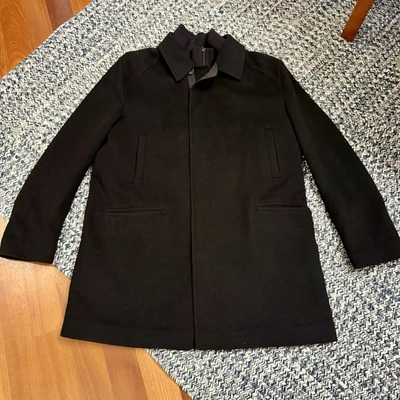 Sanyo Wool Peacoat Removable Knit Collar Partial Liner Men’s XXL Black - Image 1 of 4
