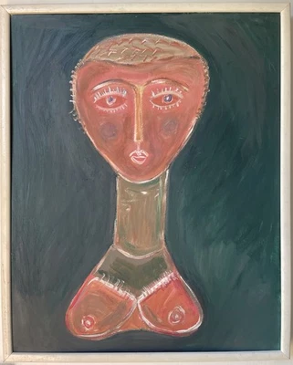 Pintura figurativa al óleo sobre tabla estilo abstracto modernista original grande Foto 1 de 4