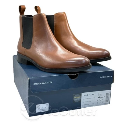 BRAND NEW COLE HAAN Grand+ Chelsea Leather Slip-On Dress Boots - British Tan - Image 1 of 4