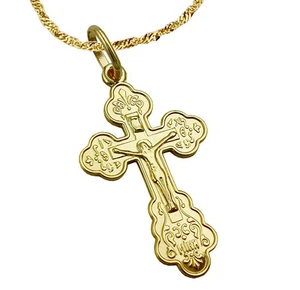 375 ECHT GOLD *** Anhänger Kruzifix Kreuz mit Jesus 24 mm, Kette - Bild 1 von 6