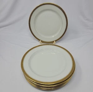 Set of 6 Jean Pouyat Limoges Gold Encrusted 6 1/4" Bread Plates C. 1890-1932 - Picture 1 of 10