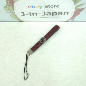 Bracelet téléphone portable en cuir GUCCI logo GG marron rougeâtre fabriqué en Italie utilisé du Japon - Photo 1 sur 19