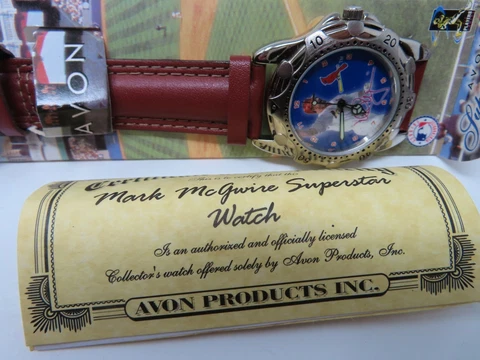 New Mark McGwire AVON SUPERSTARS WATCH Leather Band Certificate of Authenticity Cover