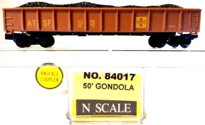 N Model Power 84017 50' Gondola Santa Fe ATSF w/Coal Load + Knuckle Couplers - Image 1 of 3