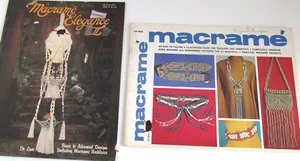 2 Vtg Macrame Elegance Patterns Book Plant Holders 1973 Purse Belt Necklace W - Picture 1 of 7
